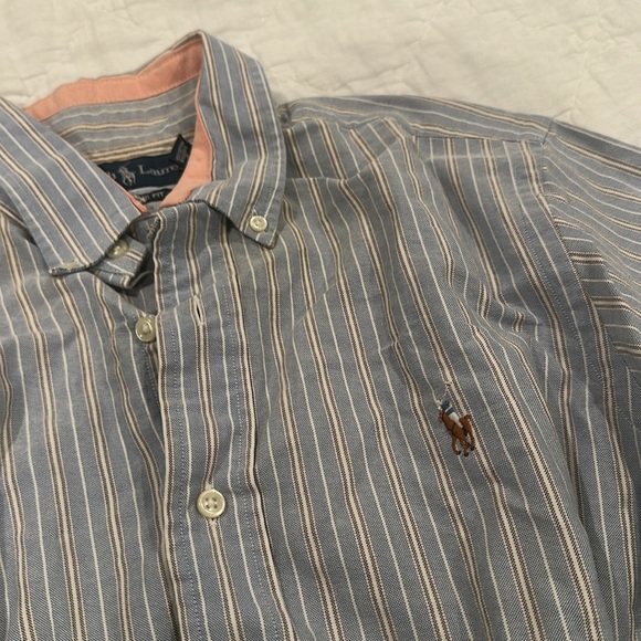 Ralph Lauren Upcycle Marlène Rougier Striped Blue Crop Top and Shorts set - Picture 3 of 3